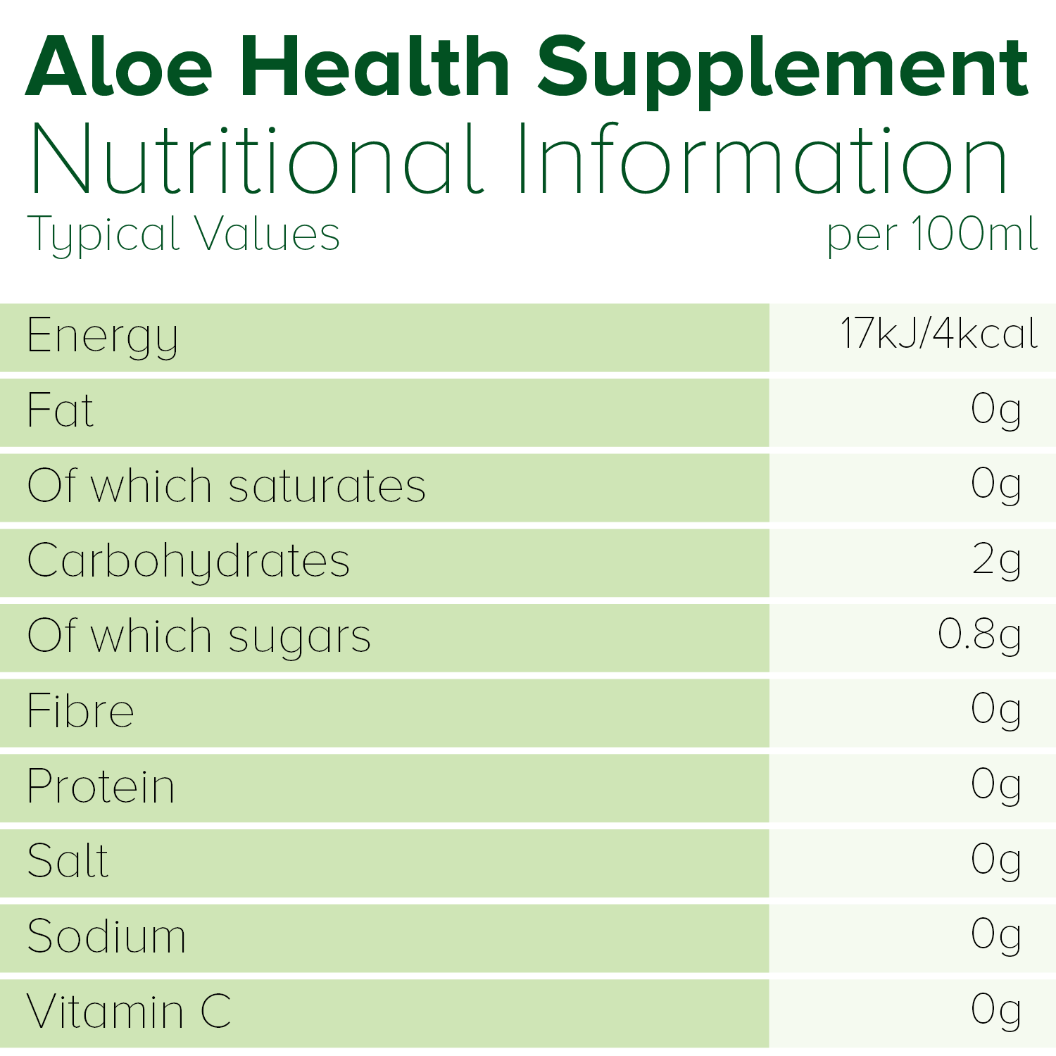 Simplee Aloe Organic Aloe Vera Juice Supplement Nutritional Information
